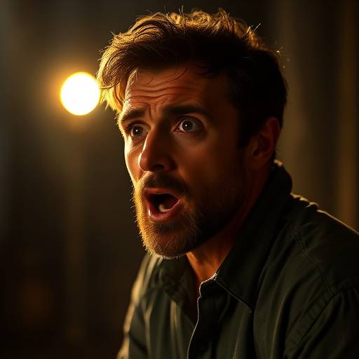 Acteur die een intense emotie uitbeeldt tijdens een scène