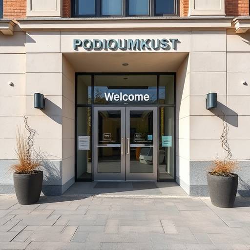 De charmante buitenkant van het gebouw van Studio De Podiumkunst met een duidelijke entree.